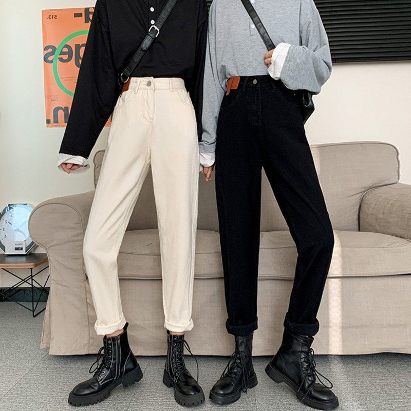 梨形身材裤子女胖妹妹大码高腰显瘦直筒萝卜哈伦裤宽松牛仔裤春秋,淘宝优惠券,粉丝福利购,淘宝优惠卷