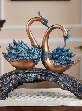结婚礼物客厅装饰房间装饰品美式玄关乔迁欧式家装工艺品天鹅摆件