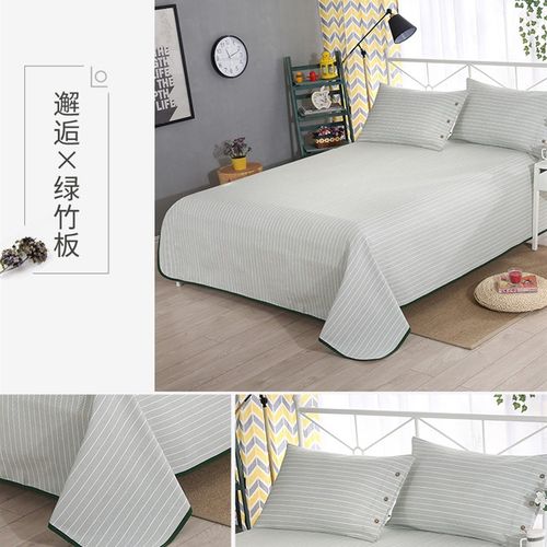 山东老粗布床单凉席三件套纯棉加厚加密亚麻布帆布夏季空调席学生 - 图2