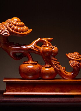 花梨木雕柿柿如意摆件实木柿子工艺品客厅办公室装饰开业乔迁礼品