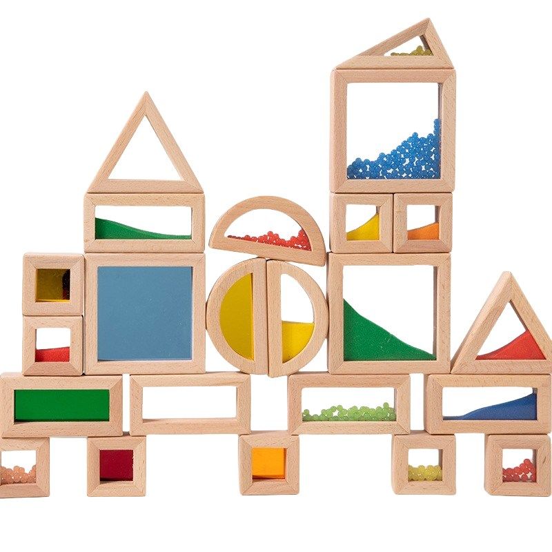 宝宝蒙氏教具大块木制积木透光亚克力感官颜色认知儿童益智玩具,淘宝优惠券,粉丝福利购,淘宝优惠卷