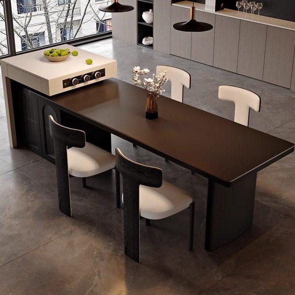 意式极简可伸缩岛台餐桌一体级复古餐厅带泡茶电磁炉中古风岛台,淘宝优惠券,粉丝福利购,淘宝优惠卷