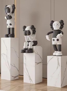 大理石底座石柱摆台石墩岩板花架客厅样板家玄关大型落地基座摆件