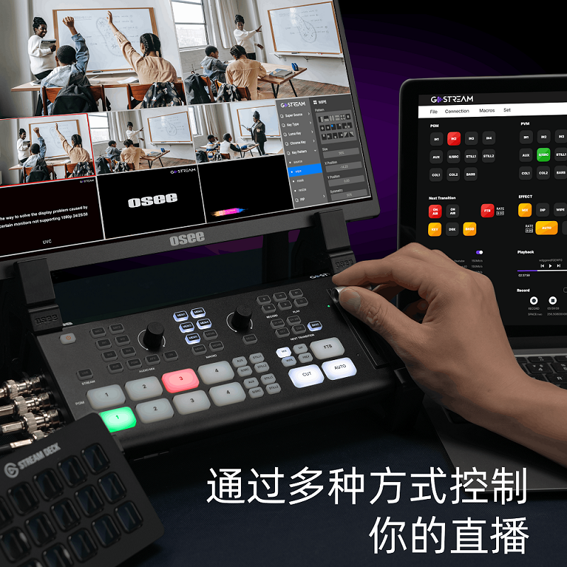 OSEE时代奥视GoStreamDuet多机位直播推流横竖屏录制导播切换台4路SDI+4路HDMI输入画中画视频特效转场 - 图0