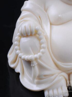 提珠弥勒玉黄瓷德化陶瓷林建胜名家大师车载桌面弥勒小摆件工艺品