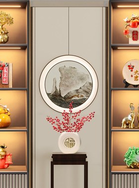 新中式办公室高档装饰品u摆设茶室领导工艺品书柜茶室博古架摆件