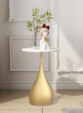 北欧轻奢岩板茶几简约客厅沙发边几小圆桌阳台角几卧室床边桌