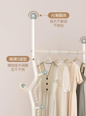 奶油风卧室落地脏衣篓挂衣架家用铁艺衣服收纳架简易可移动衣帽架