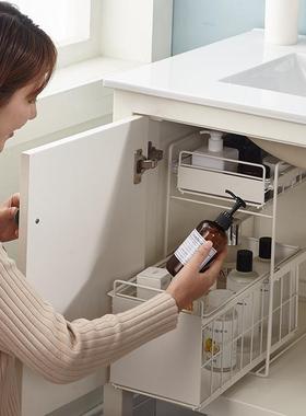 浴室下水槽置物架台面抽屉式卫生间柜下抽拉分层整理收纳架子