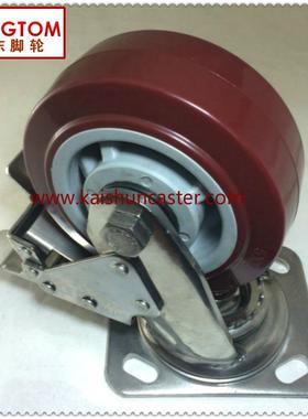 重型不锈钢全刹脚轮4寸5寸6寸8寸加重304不锈钢聚氨酯PU万向轮子