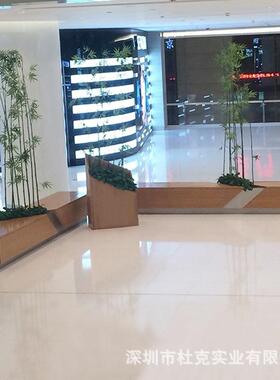 玻璃钢实木座椅商场休闲等候椅商业异形花盆组合户外广场景观坐凳