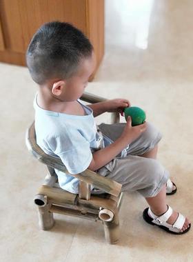 W7宝宝小竹椅子1小孩靠背椅防摔小凳子2岁矮凳子带扶手儿童椅