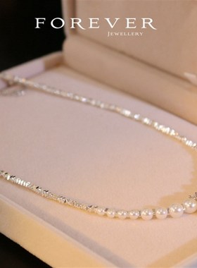 精美简约高级感仿珍珠锁骨链项链女气质新娘耳环锆石耳钉耳夹套装