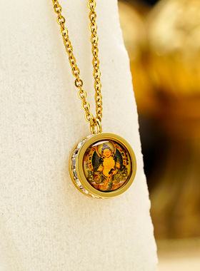 新非遗钛钢吊坠金银锁骨链轻时尚