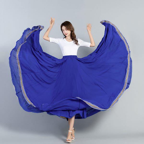 蕗依纯红色半身长裙女a字春夏雪纺显瘦新疆广场舞裙大摆720垂坠感,淘宝优惠券,粉丝福利购,淘宝优惠卷