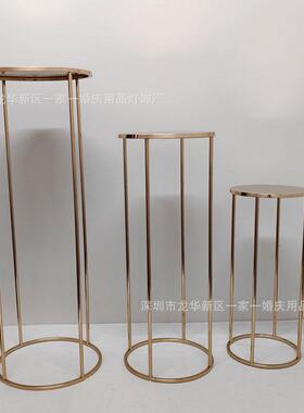 婚庆布置路引花架金色铁艺婚礼道具架子摆件电镀方框装饰花器