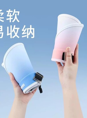 可折叠调节渐变空顶防晒帽子女夏季防紫外线遮阳显脸小沙滩太阳帽
