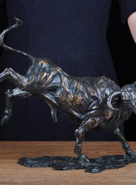 铜牛摆件黄铜生肖牛工艺品办公室桌面装饰品公司开业乔迁搬家送礼