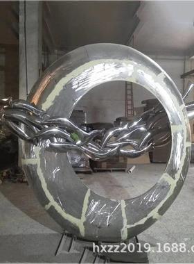 户外大型不锈钢雕塑抽象廊架镜面锻造户外园林景观售楼部室外摆件