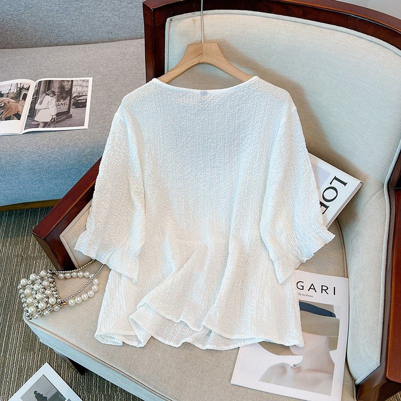 独特上衣超好看大码女装200斤法式锁骨方领宽松蛋糕荷叶遮肚子衫,淘宝优惠券,粉丝福利购,淘宝优惠卷