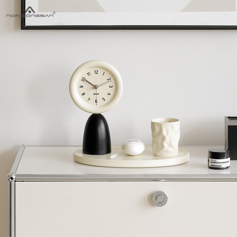 屋准家居奶油风时钟桌面摆件客厅玄关收纳托盘装饰品个性高级座钟,淘宝优惠券,粉丝福利购,淘宝优惠卷