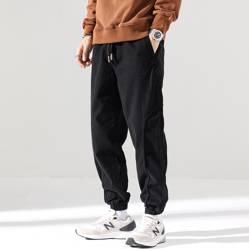 秋冬美式复古工装裤男宽松复古潮流束脚裤情侣松紧细带裤子休闲裤,淘宝优惠券,粉丝福利购,淘宝优惠卷