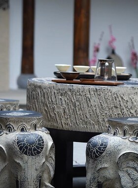 户外防水桌椅庭院喝茶桌子休闲换鞋凳露天阳台仿石桌石凳大象坐凳
