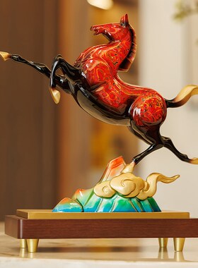 马到成功黄铜马摆件高档博古架办公室装饰工艺品公司乔迁商务礼品