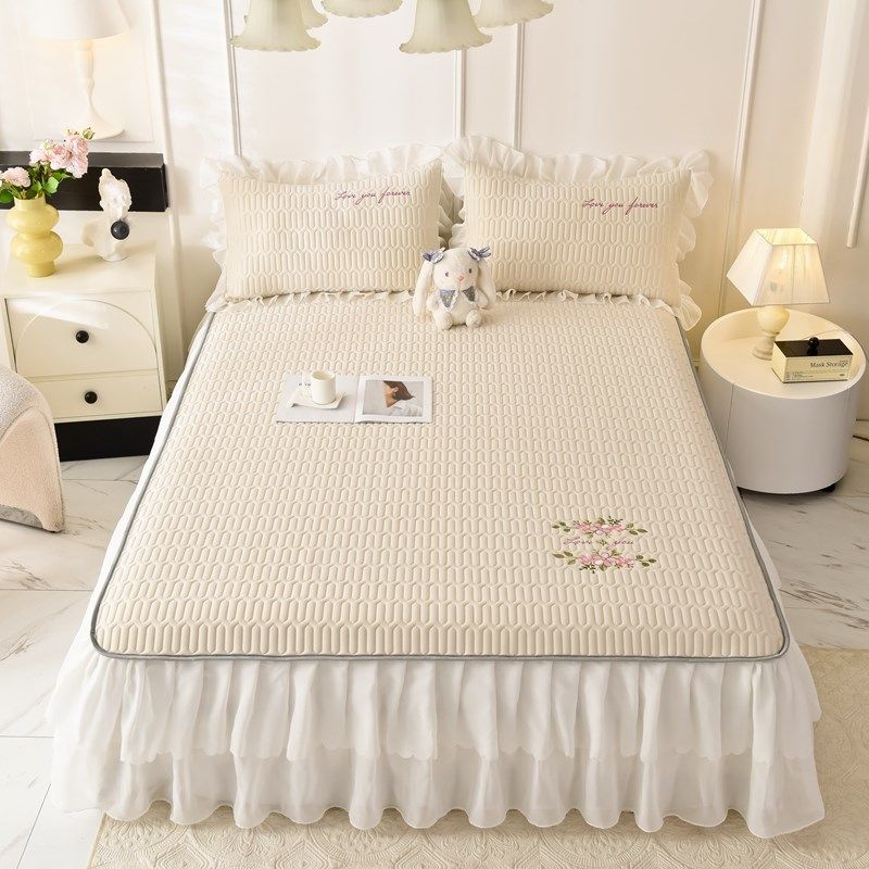 夏季冰丝凉席乳胶凉席床裙三件套夏天空调软席子床垫罩可机洗1.8m,淘宝优惠券,粉丝福利购,淘宝优惠卷