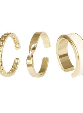 大码戒指大号女胖mm小众设计粗手指食指戒套装时尚个性潮网红简约