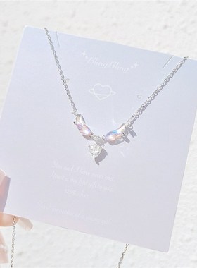 天使爱心纯银项链女轻奢小众设计高级锁骨链闺蜜情人节礼物送女友