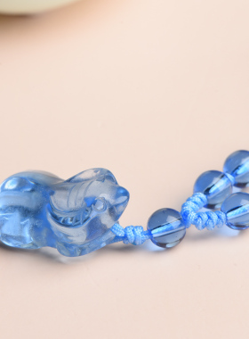 巧雕蓝水晶立体十二生肖立体鼠牛虎兔龙蛇马羊猴鸡狗猪吊坠项链