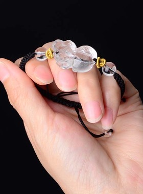 纯天然白水晶十二生肖立体手链鼠牛虎兔龙蛇马羊猴鸡狗猪情侣礼物