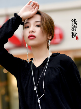 浅清秋水晶毛衣链女长款时尚简约项链挂饰秋冬长链挂件饰品新款