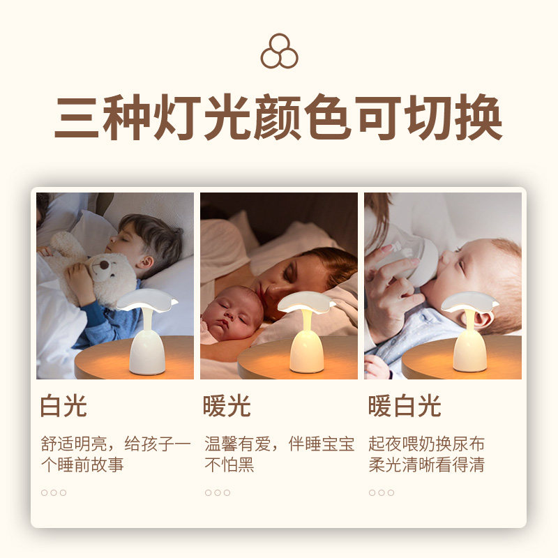 充电式触摸小夜灯卧室睡眠拍拍灯可移动不插电婴儿喂奶护眼床头灯,淘宝优惠券,粉丝福利购,淘宝优惠卷