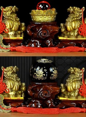 铜貔貅摆件一对貔恘公母一对皮丘客厅家居酒柜装饰品办公室桌摆设