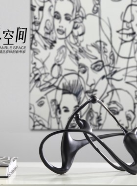 现代极简抽象艺术品隔断玄关柜书柜简约摆件桌面装饰品办公室摆设