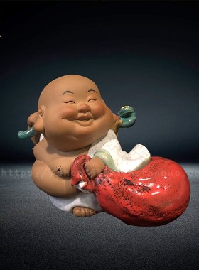 家居客厅电视柜装饰品石湾公仔创意现代中式可爱童趣陶瓷摆件精品