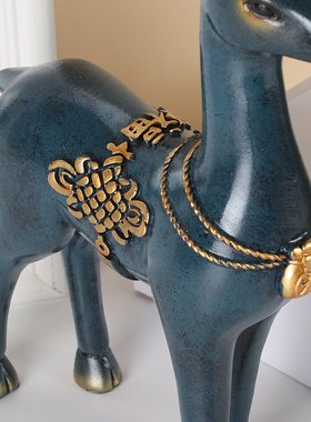 欧式复古招财麋鹿摆件创意乔迁房间酒柜客厅家居装饰品结婚礼物