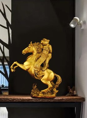 马上封侯摆件纯铜猴子骑马新中式办公室桌面客厅装饰工艺商务礼品