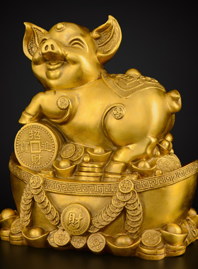 纯铜猪摆件金猪元宝猪十二生肖猪家居装饰品摆设
