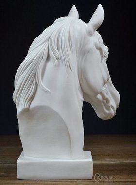 马到成功创意家居摆设白色陶瓷马头玄关办公会所礼品摆件