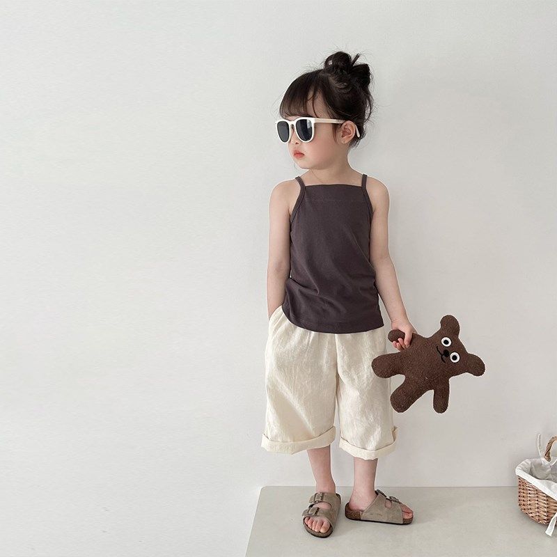 儿童森系苎麻裤子夏季薄款2025新款日韩男女童阔腿七分裤童装透气,淘宝优惠券,粉丝福利购,淘宝优惠卷