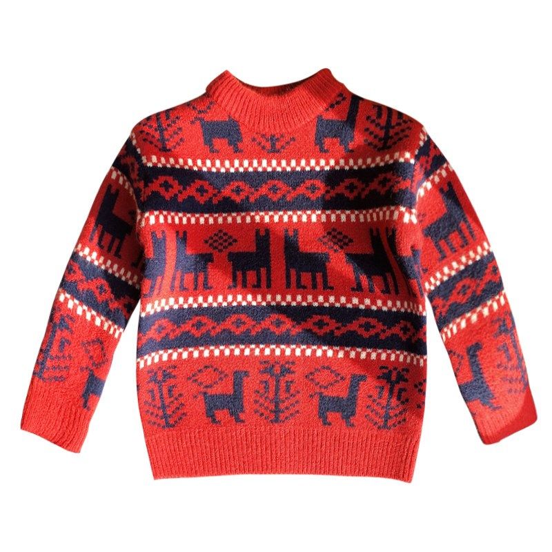 绵羊绒男童加厚提花针织套头衫儿童休闲圆领毛衣新年款秋冬亲子装,淘宝优惠券,粉丝福利购,淘宝优惠卷