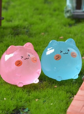 夜光迷你可爱小猫咪汽车车载摆件桌面装饰发光儿童玩具荧光小物件