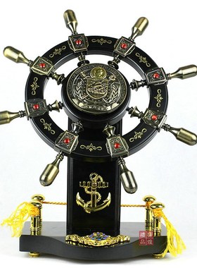 办公家居公司装饰桌面摆件礼物开业乔迁礼品航海领航舵手轮舵船舵