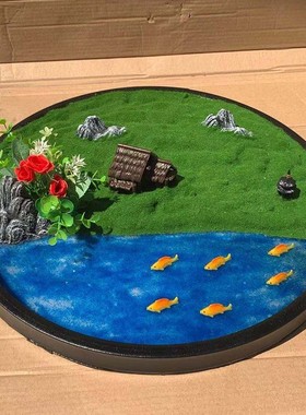 餐桌中间摆件商用高端桌面摆花创意造景酒店装饰花大圆桌转盘轻奢