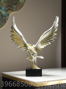 高档新中式大鹏展翅摆件室高端大气工公艺品书雄鹰办公柜办桌装饰