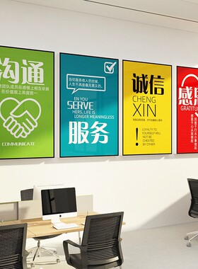 办公室墙面装饰企业文化激励志标语团队贴纸公司会议室背景3d立体