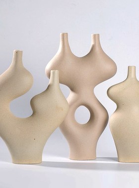 现代简约样板间桌面书柜电视柜抽象艺术哑光纯色陶瓷大号装饰摆件